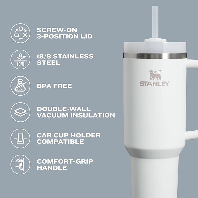 STANLEY Quencher H2.0 Tumbler with Handle and Straw 30 oz | Flowstate 3-Position Lid | Cup Holder Compatible for Travel | Insulated Stainless Steel Cup | BPA-Free | Spring Green