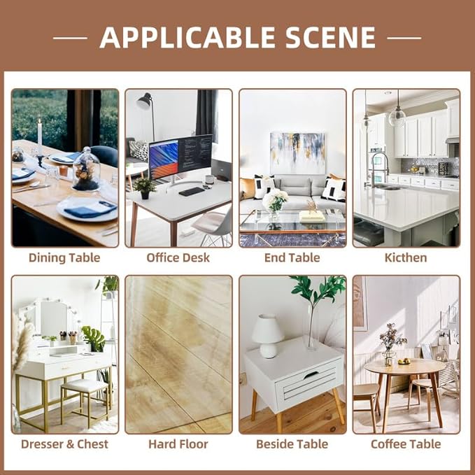 Warmstar Clear Table Cover Protector 54 x 120 Inch,1.5mm Thick Plastic Table Cover Rectangle,PVC Clear Table Protector,Desk Protector Mat for Kitchen, Dresser, Writing Desk，Dining Room Table