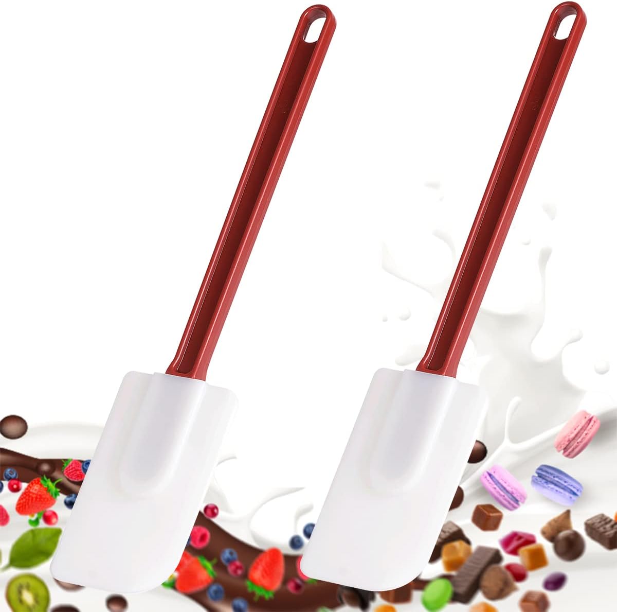 Commercial Rubber Spatula Set of 2, High Heat Resistant Silicone Scrapers 16 Inches, Commercial Spatula for Cooking, Rubber Spatula Set Resistant to 500℉ (2 Scrapers 16"/L)