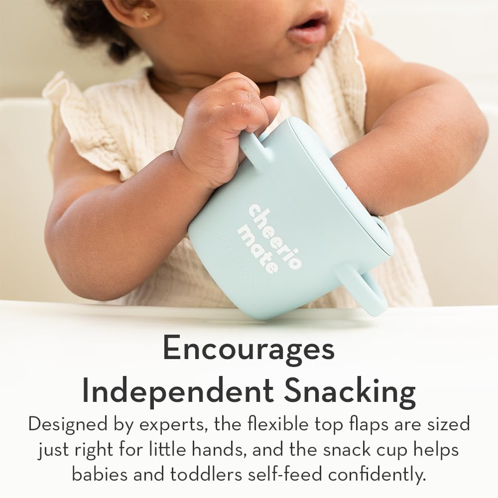 Bella Tunno Snack Cups for Toddlers, Silicone Spill Proof Food Container with Lid, Babies & Kids 6-12 Months, I Love SNX