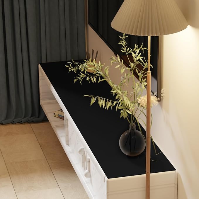 Leather Table Cover,1.8mm Thick,17x54 Inch Desk Cover,Dresser Cover Top,Dresser Protector Top,Dresser Cover,End Table Cover.(Black+Black,17x54)