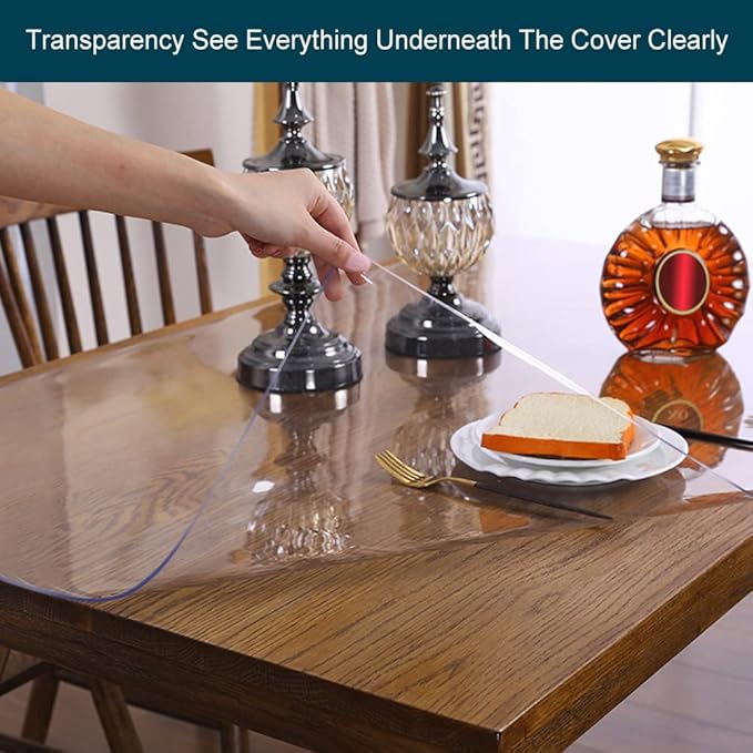 2 Sets Multi-Size Clear Plastic Table Protector PVC Tablecloth Cover Protector Liner Transparent Table Protection Waterproof Vinyl Desk Topper for Rectangle Dining Living Room Coffee Tables Mat 24X48