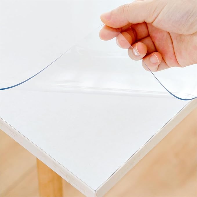 32 x 60 Inch Clear Table Cover Protector, Clear Table Protector for Dining Room Table, 1.5mm Plastic Table Cover, Waterproof Table Pad for Kitchen, Office
