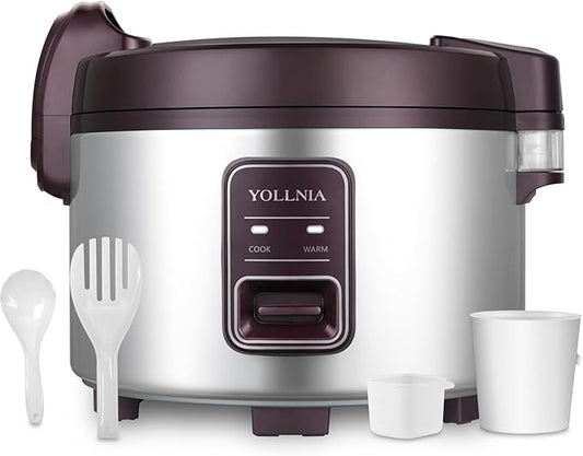 Commercial Large Rice Cooker & Food warmer | 13.8QT/65 Cup cooked rice | Non-stick Inner Pot |Auto Warmer Mode |1350W Fast Cooking