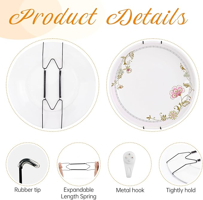 Bilillo Plate Hangers for The Wall, Suitable for 10''-14'' Decorative Plate,Invisible Heavy Duty Wire Plate Holder with Wall Hooks, Plate Hangers for Displaying Plates, Platter, Dish (Black)