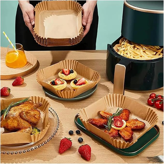 Large Air Fryer Disposable Paper Liners Nonstick 23cm Oven Airfryer Parchment Baking Paper ，Compatible For Ninja，Compatible For COSORI ，Grill Cooking Basket(20cm round,300 Pcs)