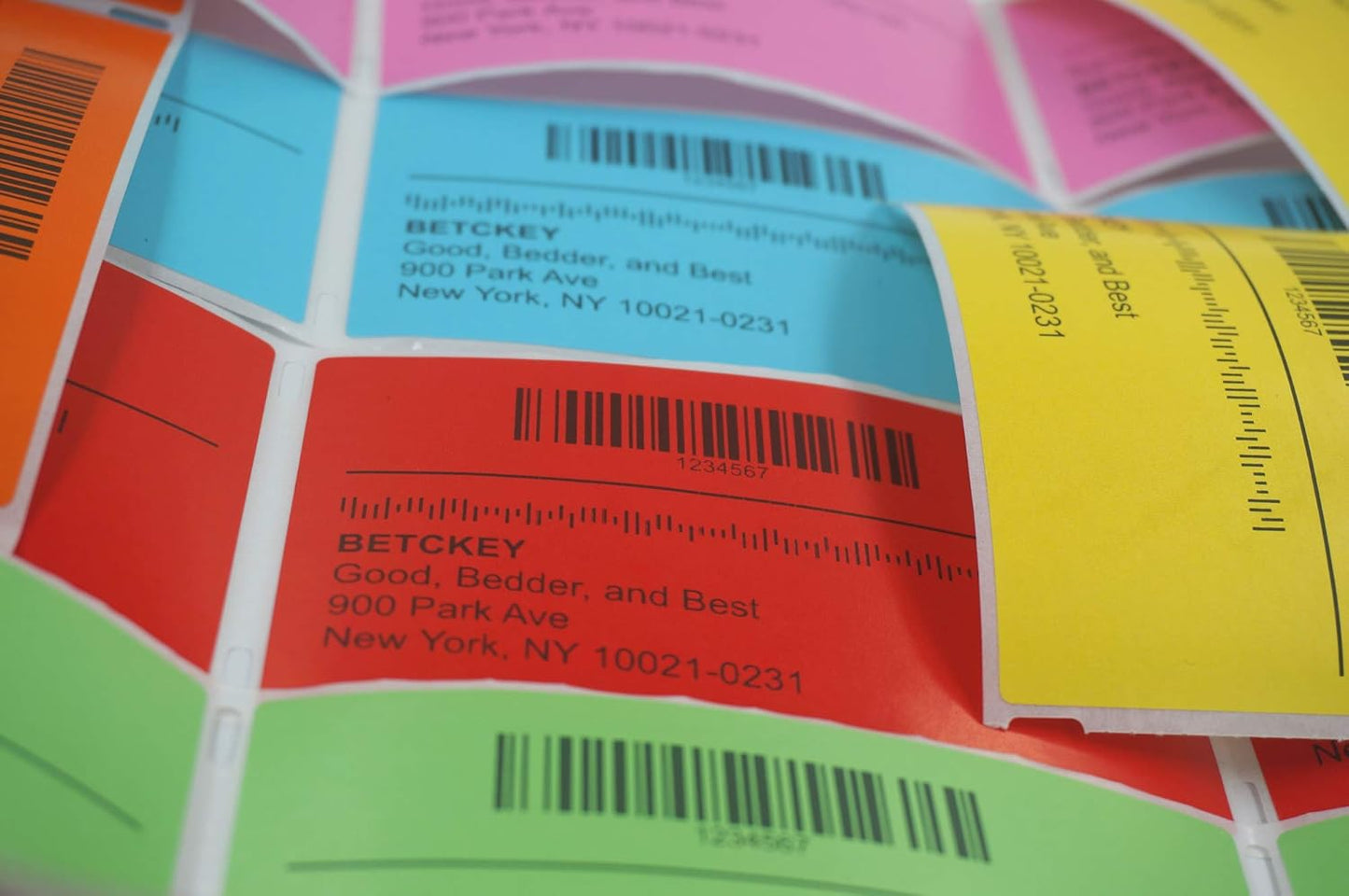 BETCKEY - 3" x 1" UPC Barcode & Address Labels Compatible with Zebra & Rollo Label Printer,Premium Adhesive & Perforated[Green, 6 Rolls, 8250 Labels]