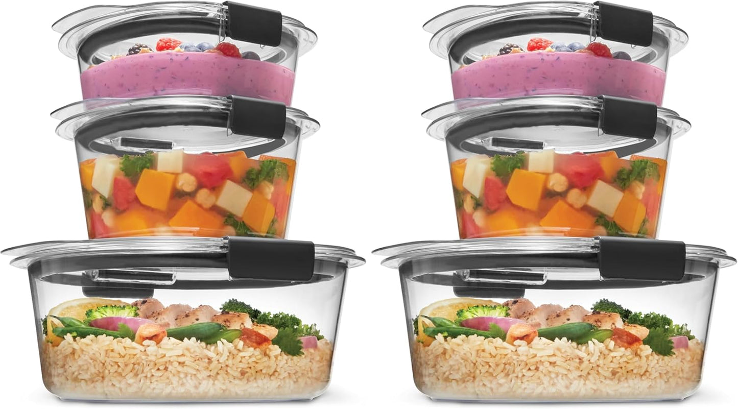 Rubbermaid Brilliance® Round Leak Proof Food Storage Containers, 6 Piece Set (Pack of 2)
