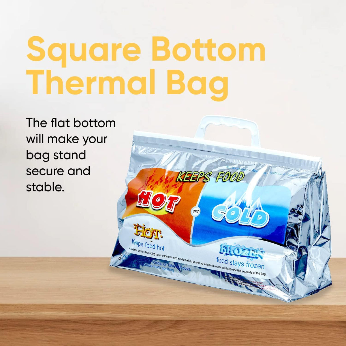 Superio Hot and Cold Insulated Bags for Food Delivery, Grocery Shopping Bags, Food Storage for Hot and Frozen Food for Travel, Disposable Cooler Bag, Reinforced Thermal Lunch Bag (1, 13"x5.5"x8.5")