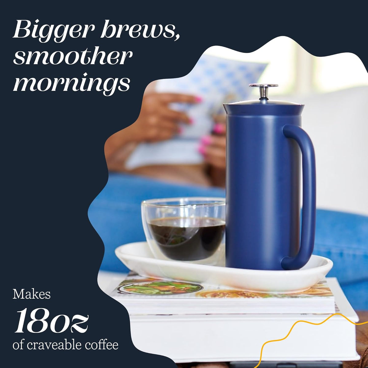 ESPRO P7 French Press Coffee Maker - Double-Walled Stainless Steel Insulated with Micro-Filter, 18 Ounces, Agean Blue
