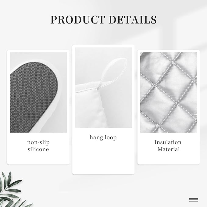 Oven Mitts and Pot Holders Set, Vintage Mushroom Leaf Silicone Kitchen Accessories 4 Piece Heat Resistant Long Gloves Potholder Non-Slip Grip for Chef Cooking Baking Grilling BBQ