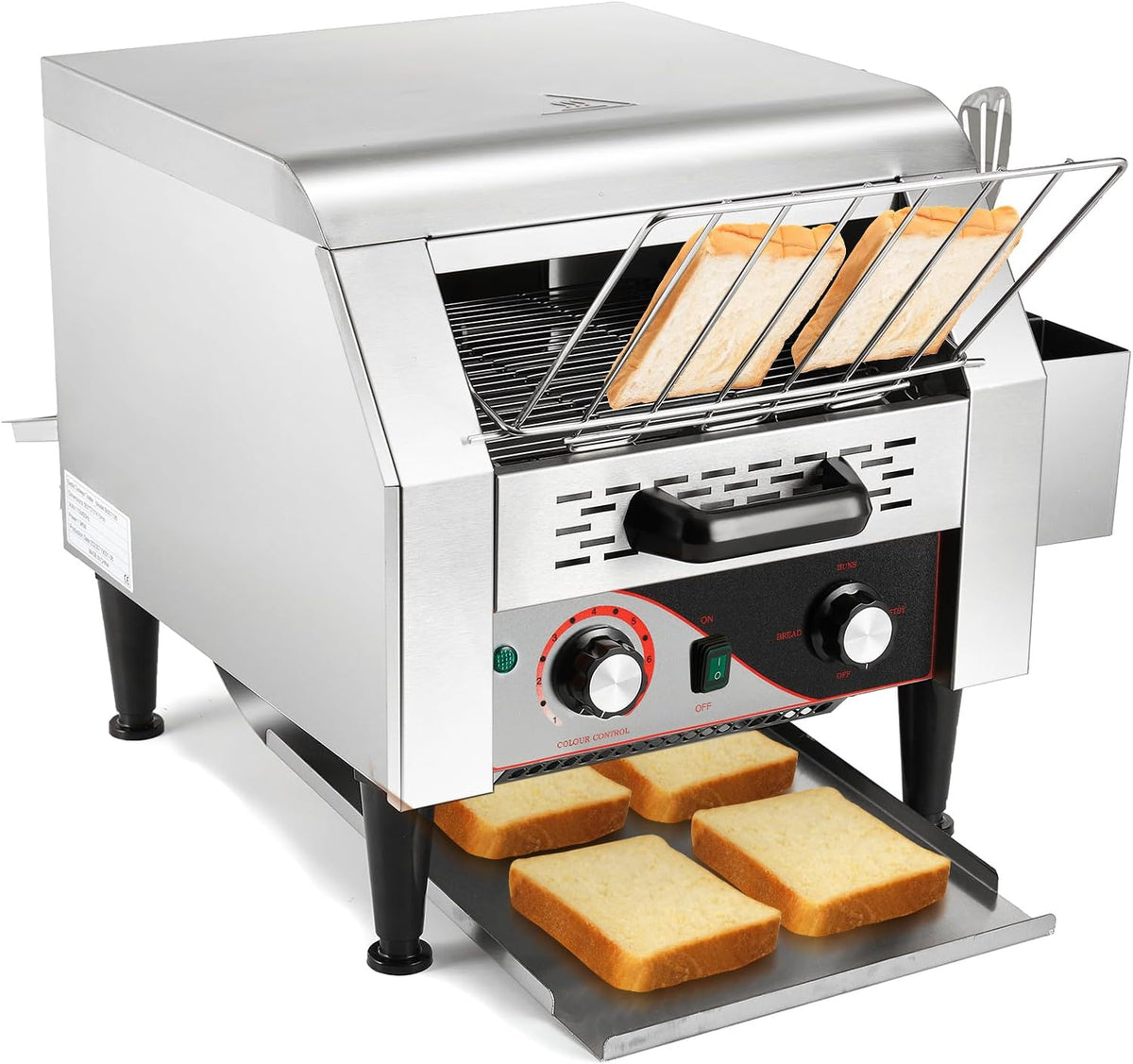 WICHEMI Commercial Toaster 300 Slices/Hour Commercial Conveyor Toaster Electric Stainless Steel Heavy Duty Toasters for Restaurant Bun Bagel Bread, 2200W