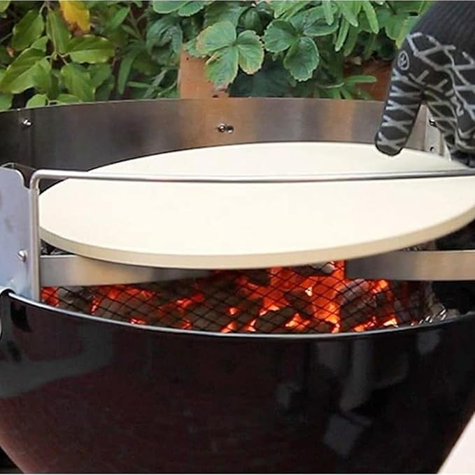 Pizzacraft PC7001 PizzaQue Deluxe Outdoor Pizza Oven Kettle Grill Conversion Kit, Silver, 18''/22.5''