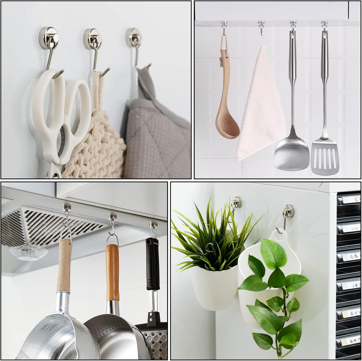 E BAVITE Swivel Swing Magnetic Hooks, 30LBS Powerful Strong Magnetic Hooks Perfect for Refrigerator, Kitchen,Pack of 10 Silver