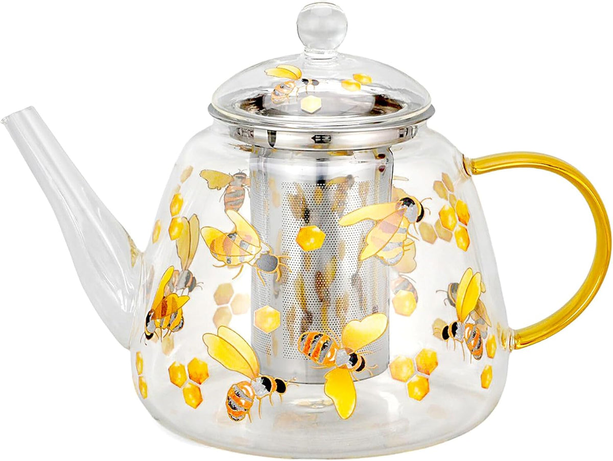 Heat-Resistant Glass Teapot with Infuser (Honey Bee)