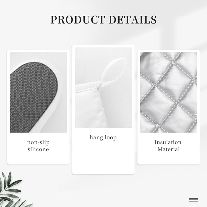 Burgundy Red Eucalyptus Oven Mitts and Pot Holders Set, 4pcs Silicone Watercolor Plant Leaves with Floral Oven Glove for Kitchen Heat Resistant Oven Mitts and Potholders Non-Slip for Cooking