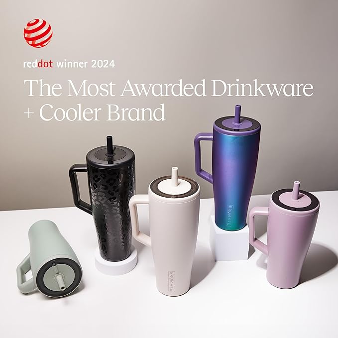 BrüMate Era 40 oz Tumbler with Handle and Straw | 100% Leakproof Insulated Water Bottle Tumbler with Lid and Flexible SoftSip Straw | Made of Stainless Steel | Cup Holder Friendly | 40oz (Matte Black)