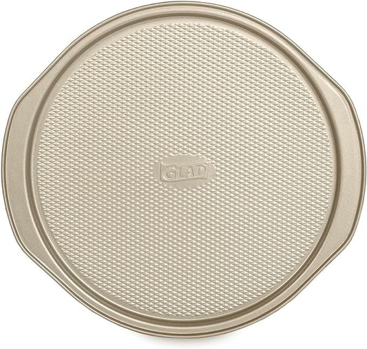 Glad Nonstick Large Pizza Pan for Oven | Round Baking Tray | Textured Cooking Sheet Crisper | Premium Bakeware Series for Home Kitchen