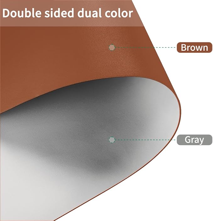 Leather Table Pad,1.8mm Thick,40x96 Inch,Dining Table Pad,Table Pads for Dining Room Table Rectangular,Dining Room Table Cover,Dining Table Cover(Brown+Gray,40x96)
