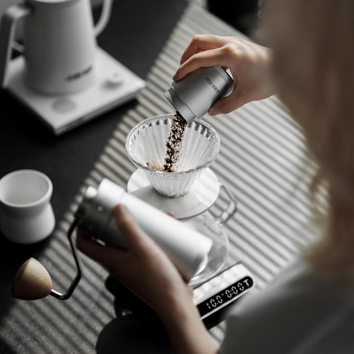 MHW-3BOMBER R3 Manual Coffee Grinder with CNC Stainless Steel Conical Burr and 5 Screen for French Press, Drip, Espresso, External Adjustable, Hand Coffee Bean Grinder with Magnetic Bin, G5934S-OS