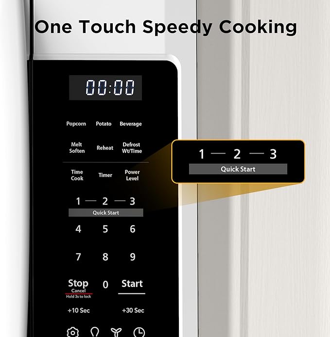 BLACK+DECKER Over the Range Microwave Oven with Vent and One-Touch Auto Cooking, 1.7 cu. ft. OTR Over Stove Microwave, White, 1000 Watts, EM044K6CF-WH