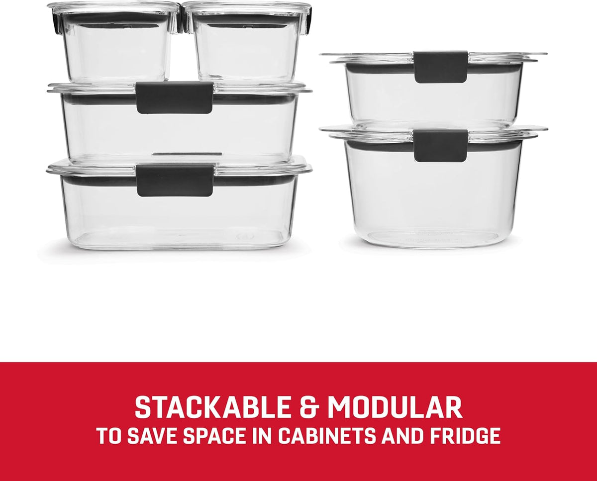 Rubbermaid Brilliance® Round and Rectangular Leak Proof Food Storage Containers, 12 Piece Set