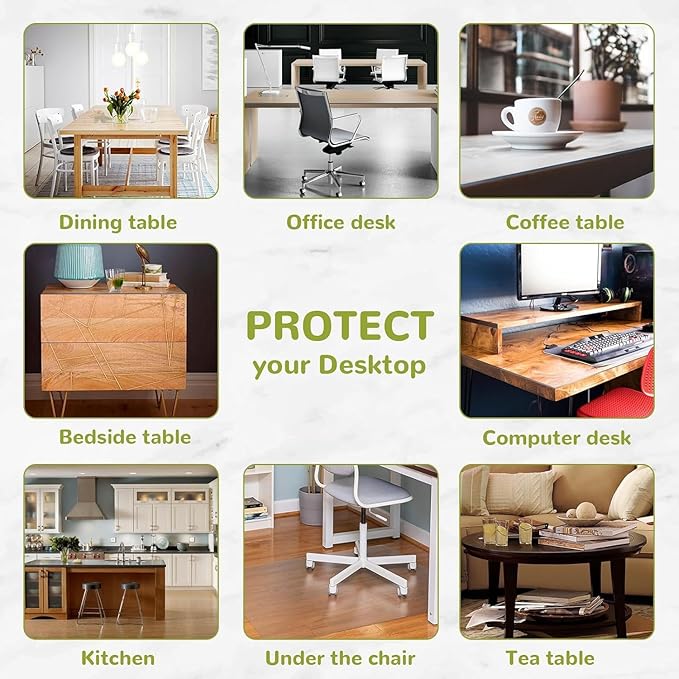 42 x 80 Inch Clear Table Cover Protector, Clear Table Protector for Dining Room Table, 1.5mm Plastic Table Cover, Waterproof Table Pad for Kitchen, Office