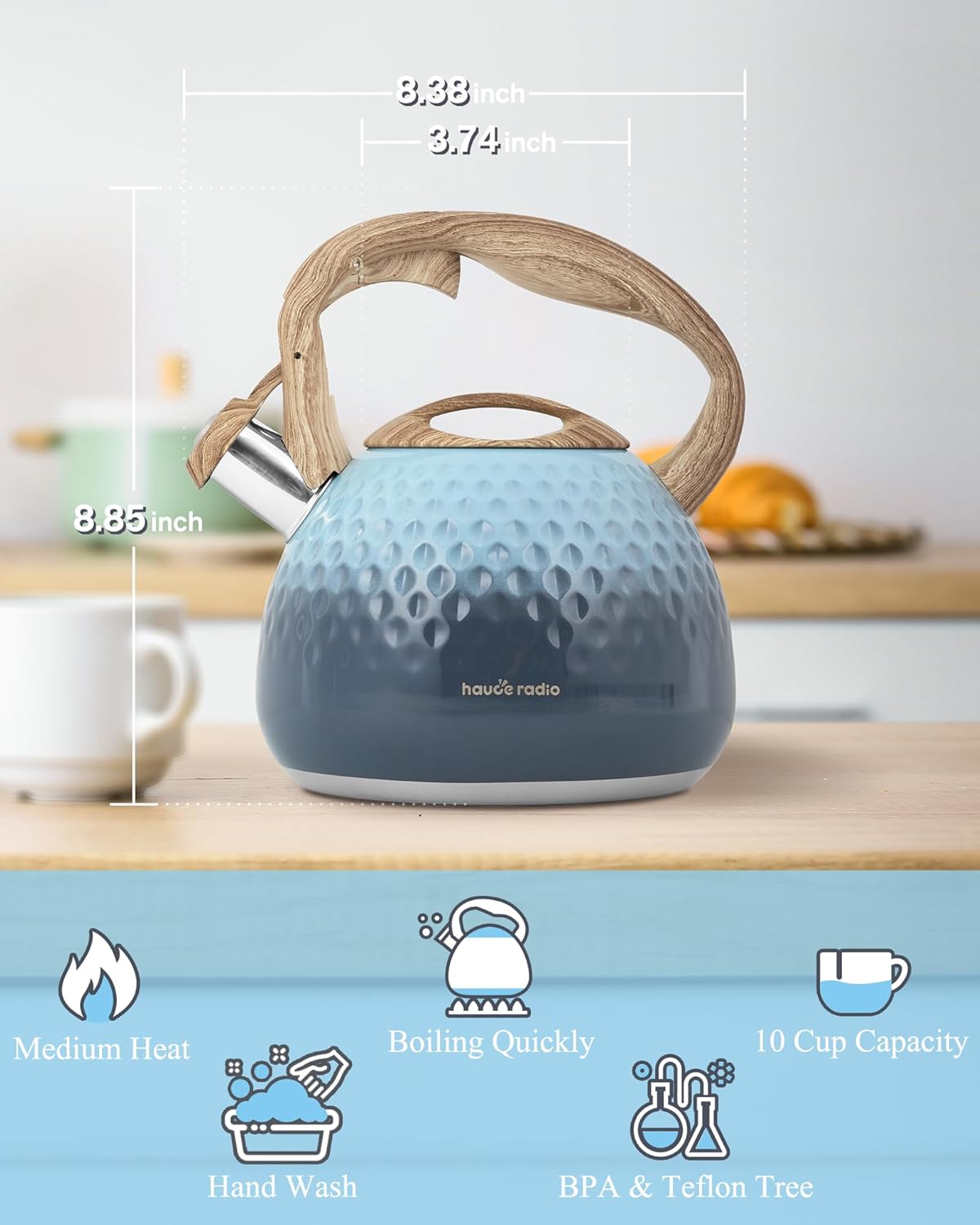 Tea Kettle, Loud Whistle Tea Kettles for Stovetop,Food Grade Stainless Steel Tea kettles for Stove Top with Anti-hot Ergonomic Handlefor Tea, Coffee, Milk,2.5QT