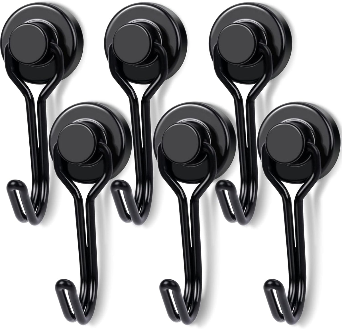 E BAVITE Magnetic Hooks, 30lbs+ Magnet Hook 2025 Cruise Cabin Ship Essentials Heavy Duty Strong Magnets Refrigerator Fridge Hanging for Classroom Beach Vacation Kitchen Grills Home 6pcs (Black)