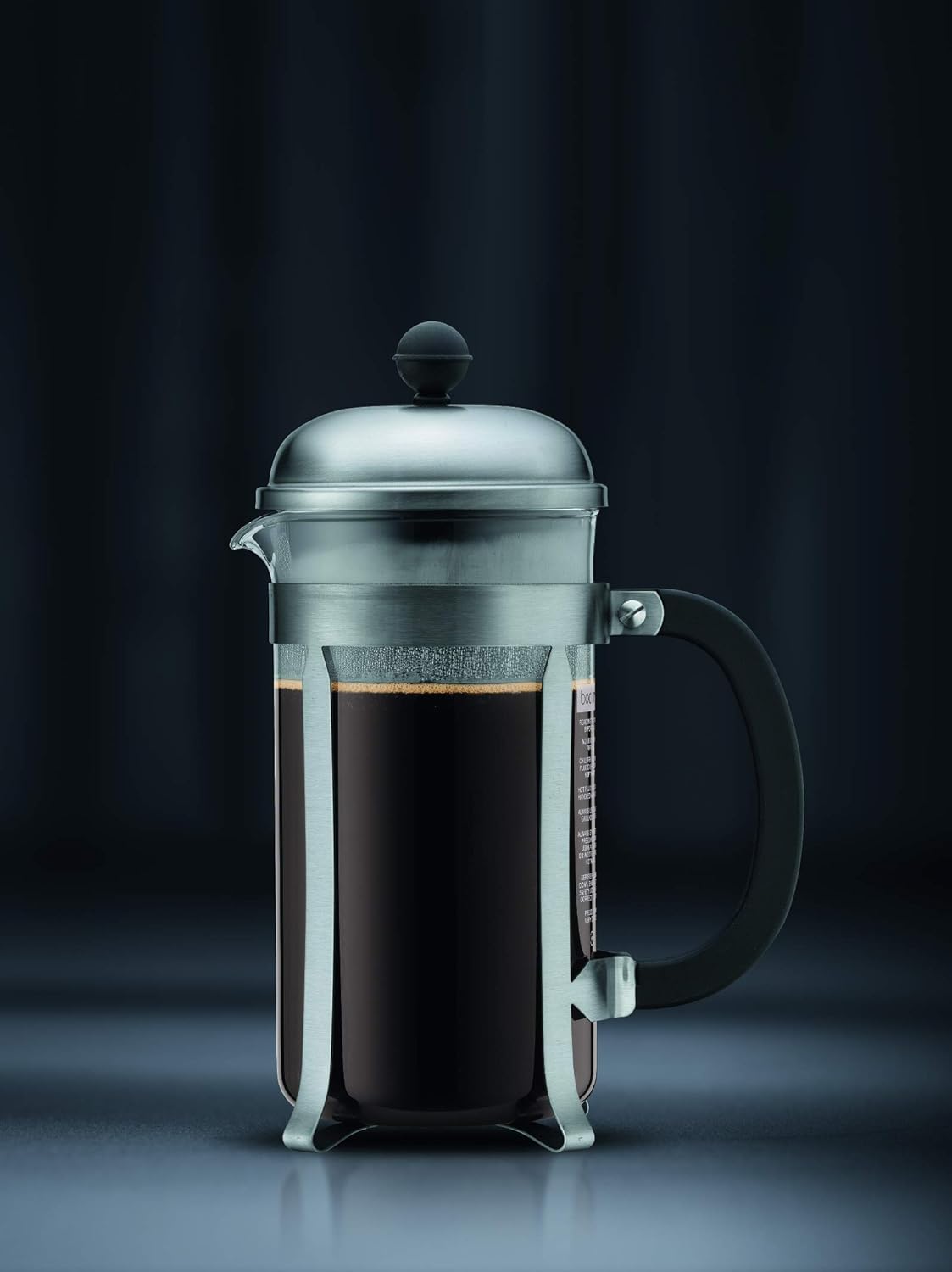 Bodum 34oz Chambord French Press Coffee Maker, High-Heat Borosilicate Glass, Brushed Stainless Steel – Made in Portugal