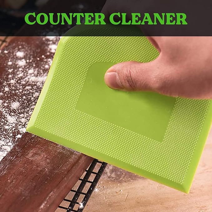 SURDOCA Dough Scraper Bench Scraper - 3P 14.2x8.5" Plastic Flexible Bowl Scraper, Sharp Edge & Angles Cake Scraper. Non-Slip Bakeware Decorating Tools Sculpting & Modeling Tools - Pink+Blue+Green