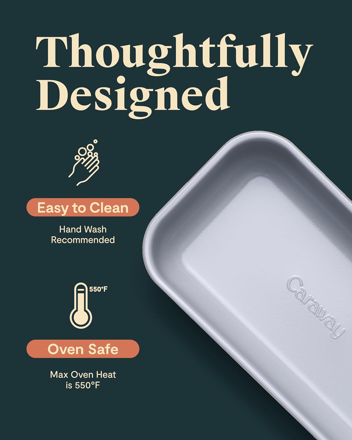 Caraway Non-Stick Ceramic 1 lb Loaf Pan - Naturally Slick Ceramic Coating - Non-Toxic, PTFE & PFOA Free - Perfect for Pound Cakes, Breads, & More - Perracotta
