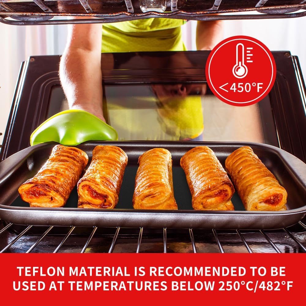 for Ninja Air Fryer Oven Liners, 4 Pack Non-stick Baking Mat, Oven Liners for Bottom of Oven Compatible with Ninja Foodi SP101 SP201 SP301 Fry Toaster Microwave Bottom of Gas & Electric