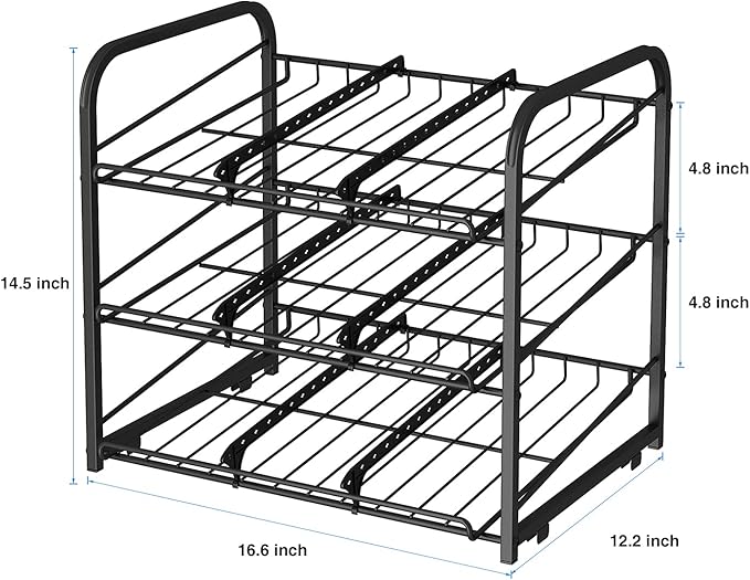AIYAKA Can Rack Organizer, 3 Tier Stackable Can Storage Dispenser,for Food Storage, Kitchen or Pantry, Storage for 36 Cans, Black