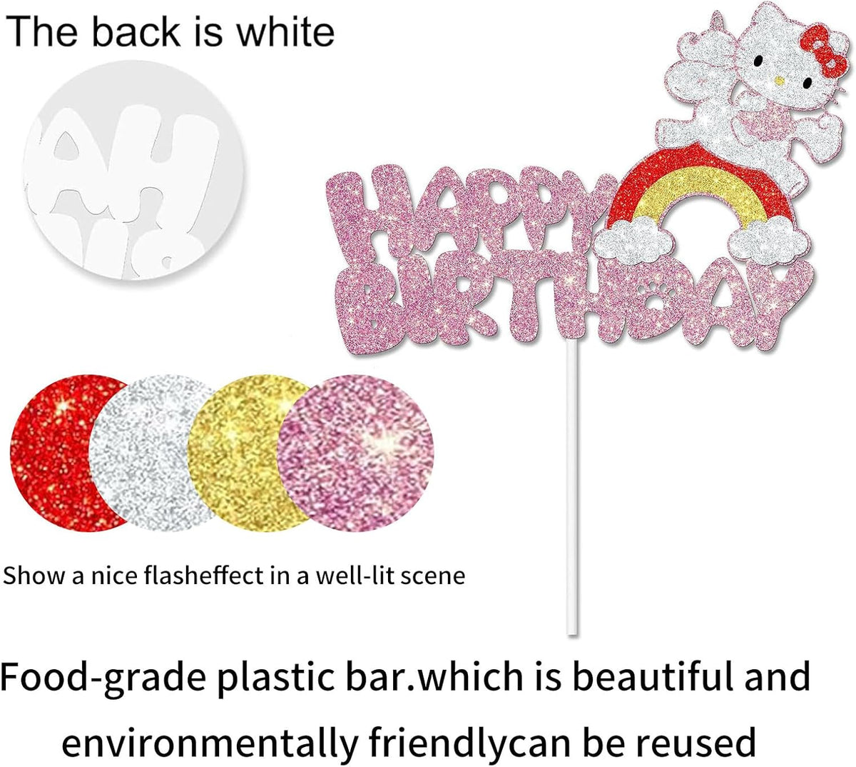 Cute Cat Cake Decorations, Cake Topper, Cartoon Birthday Party Decorations (Pink1)