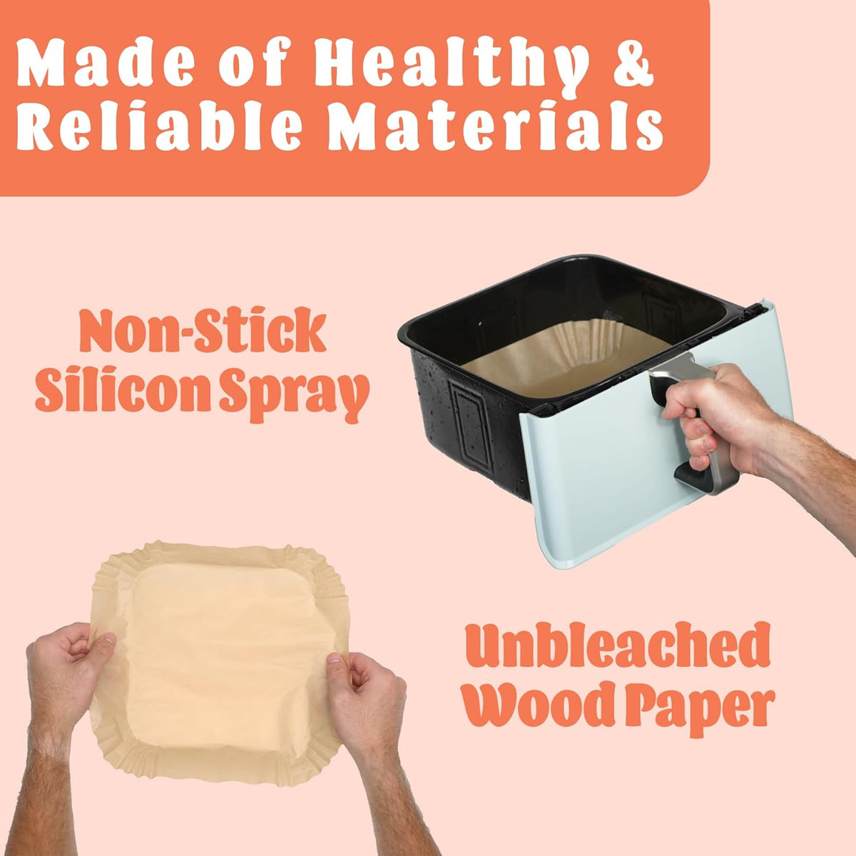 Air Fryer Liners Disposable – 125 pk 8" Unbleached Non-Stick Parchment Paper, Fits 5-8 QT Basket, Air Fryer Liners | Airfryer Liners