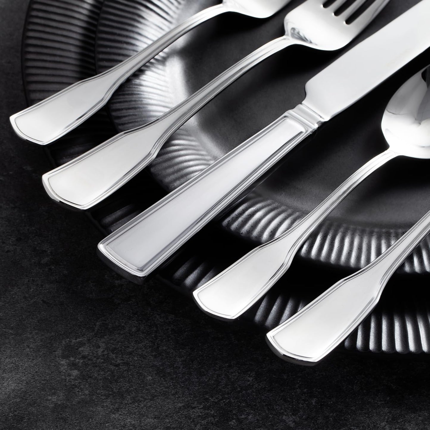 KINGSTONE 40-Piece Silverware Set, 18/10 Stainless Steel Flatware Set for 8, Tableware Cutlery Set, Utensil Sets for Home Restaurant, Mirror Finish, Dishwasher Safe