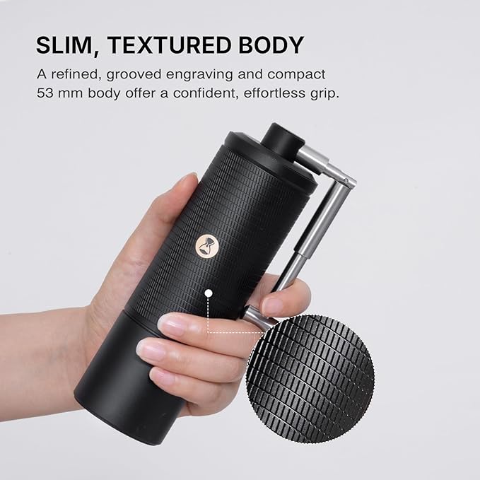 TIMEMORE C5 Pro Manual Coffee Grinder with S2C-042-III Conical Burr, 0.031mm Precision Adjustment, All-Metal Portable Hand Coffee Mill for Espresso/French Press/Pour Over - Black
