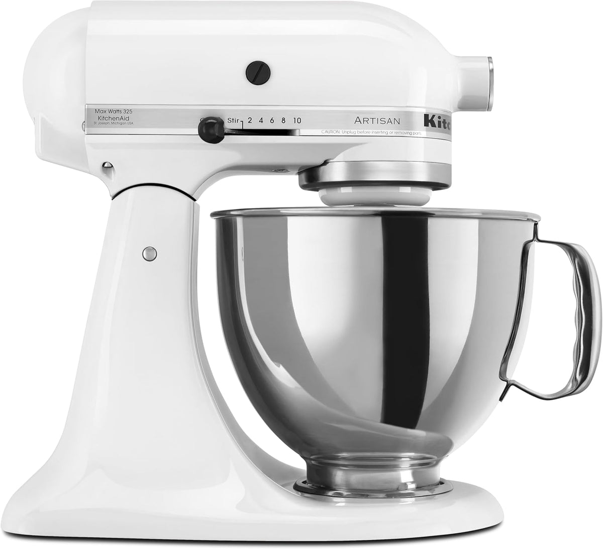 KitchenAid Artisan Series 5 Quart Tilt Head Stand Mixer with Pouring Shield KSM150PS, White