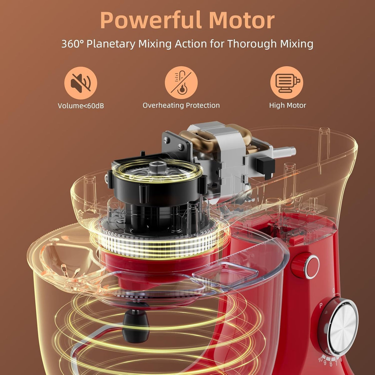 Electric Stand Mixer,10 Speeds 660W Tilt-Head Food Mixer, 3-IN-1 Kitchen Mixer for Daily Cooks with 6.5 QT Bowl,Dough Hook, Beater, Whisk (Empire Red)