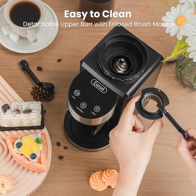 Gevi Coffee Grinder Electric,Coffee Bean Grinder with 35 Grind Settings for Espresso,Drip,French Press,Burr Coffee Grinder for Home Use,Anti-static Design,Black