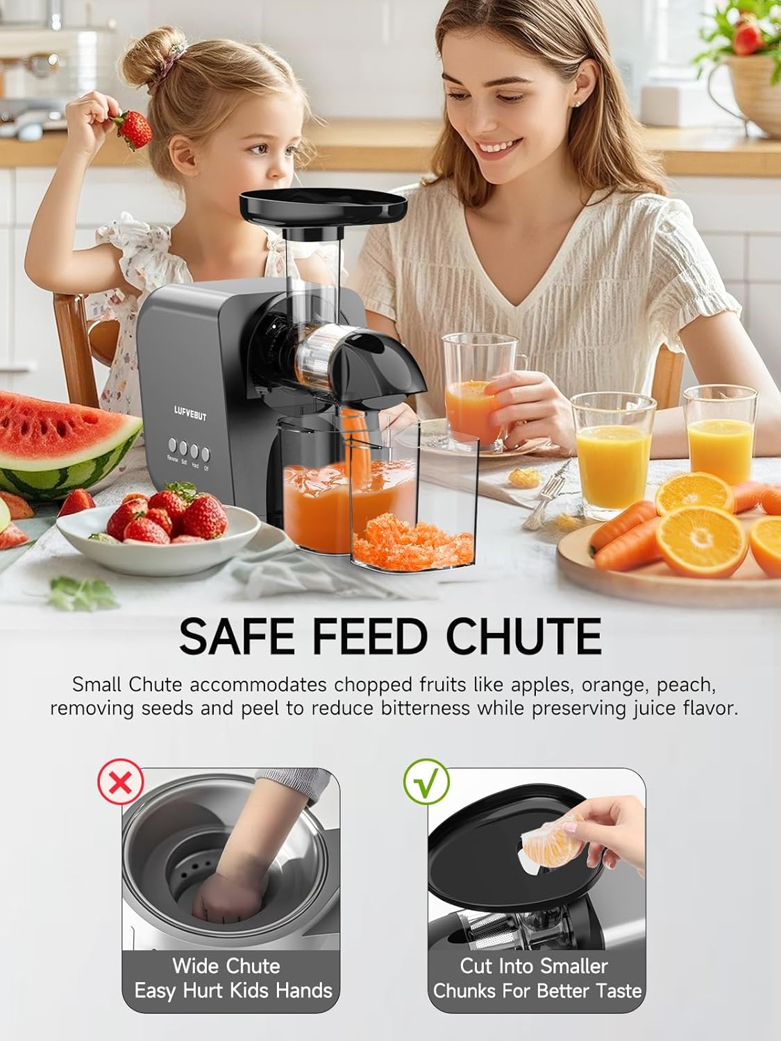 Celery Juicer Machine with Reverse Function, Cold Press Slow Masticating Juicer for Soft & Hard Vegetable Fruit Carrot Ginger Orange Juicer 250W High Power & High Juice Yield, Easy to Clean, BPA-Free