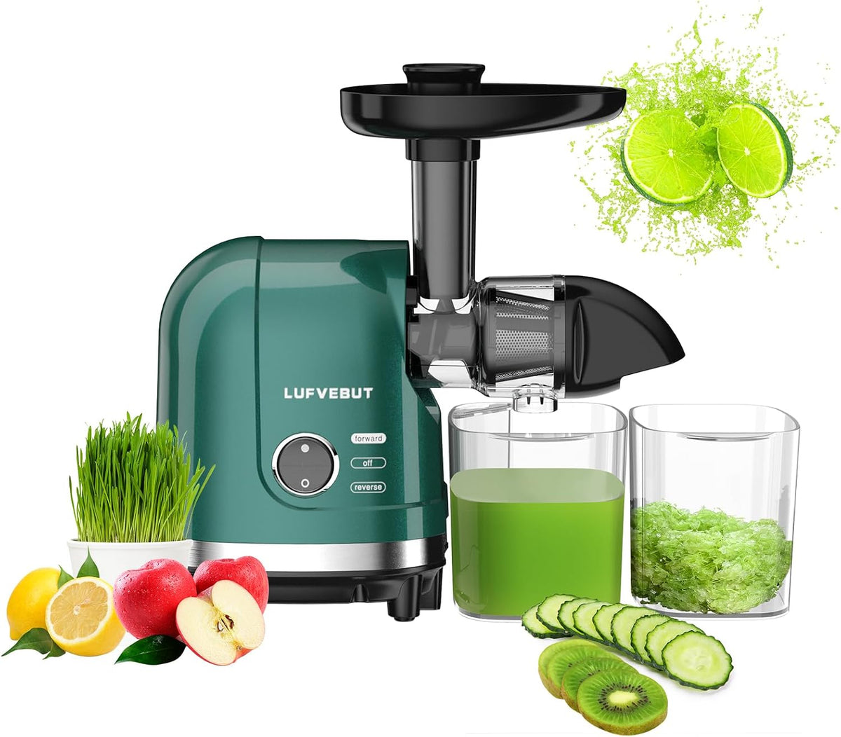 Cold Press Juicer Machine for Fruits & Vegetables, Masticating Juicer, Wheatgrass Celery Juicer with 200W Quiet Motor Reverse Function, High Juice Yield Slow Juice Extractor BPA-Free Easy to Clean