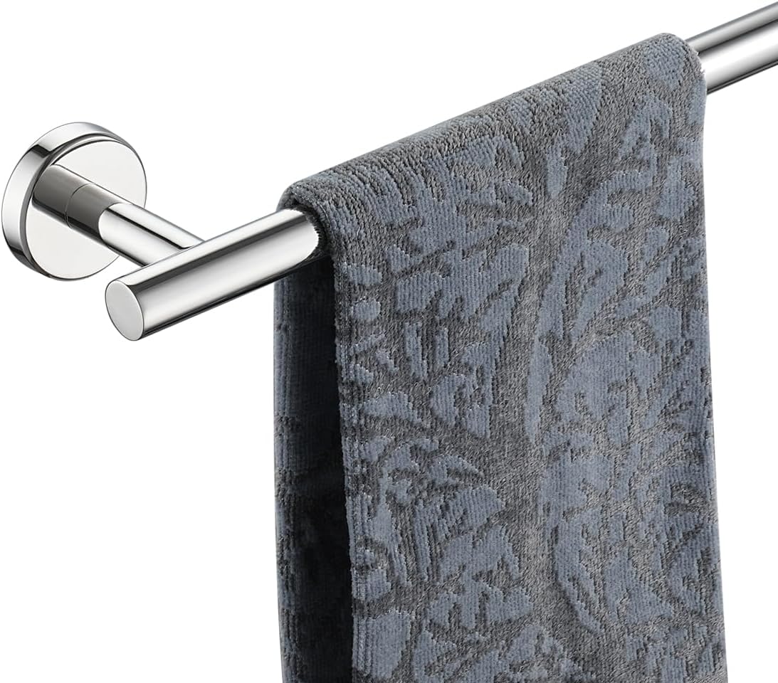 JQK Towel Bar Polished Steel, 19 Inch 304 Stainless Steel Thicken 0.8mm Towel Rack Chrome Bathroom, Towel Holder Wall Mount, Useable Length 16 Inch TB110L16-CH