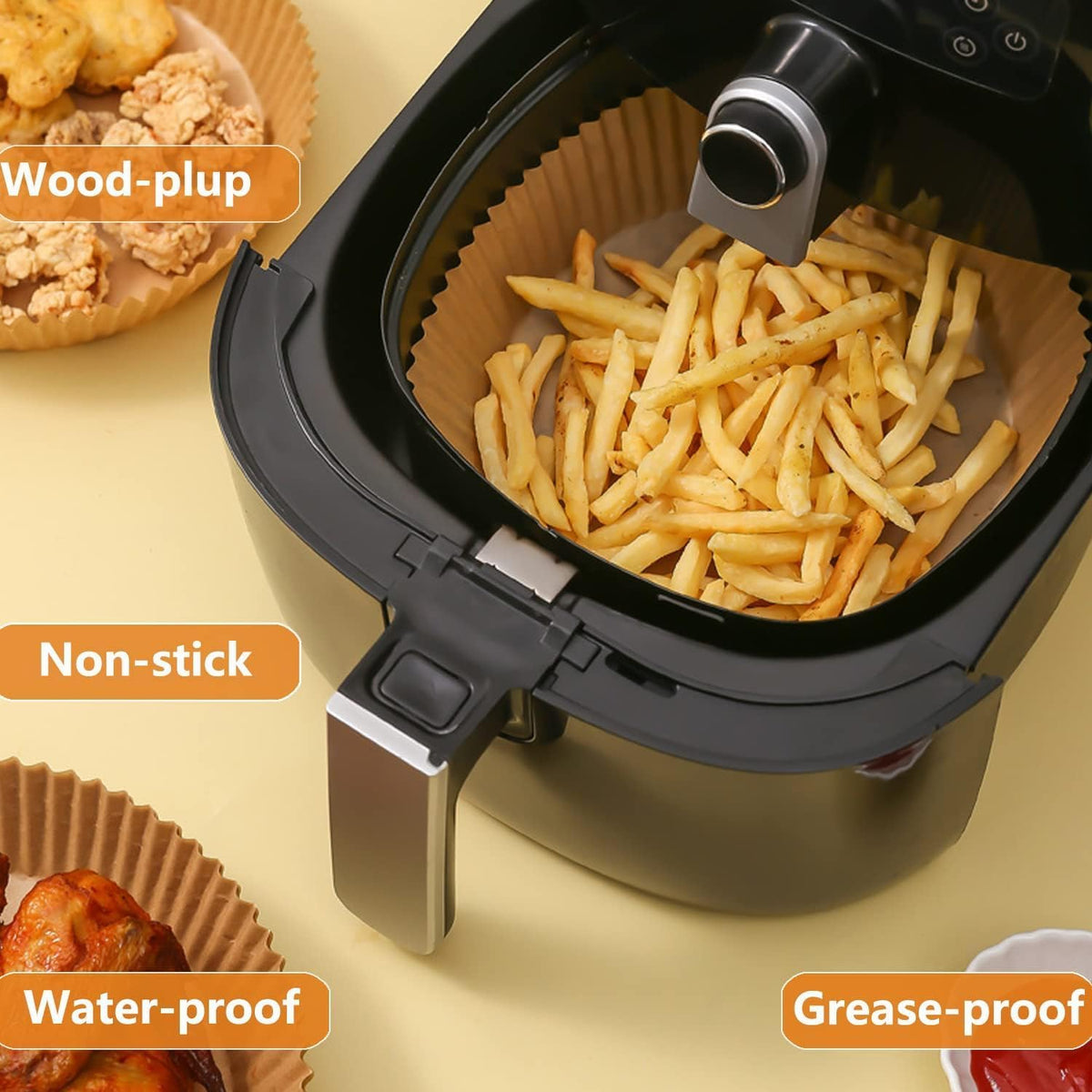 Air Fryer Liner Round,100PCS 7.9 inch to 9 inch Baking Parchment for 5 to 8Qt Air Fryer Disposable Paper Liners,Unbleached Non-stick Non-leak Airfryer Parchment Paper liner