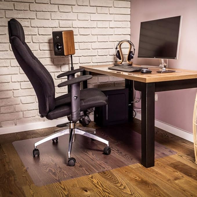 NECAUX Custom 60 x 87 Inch Frosted Table Cover Protector, 1.5mm Thick Wood Grain Transparent Table Pad Non-Slip Tablecloth Plastic Protective Pad for Dining Living Room Table Conference Table