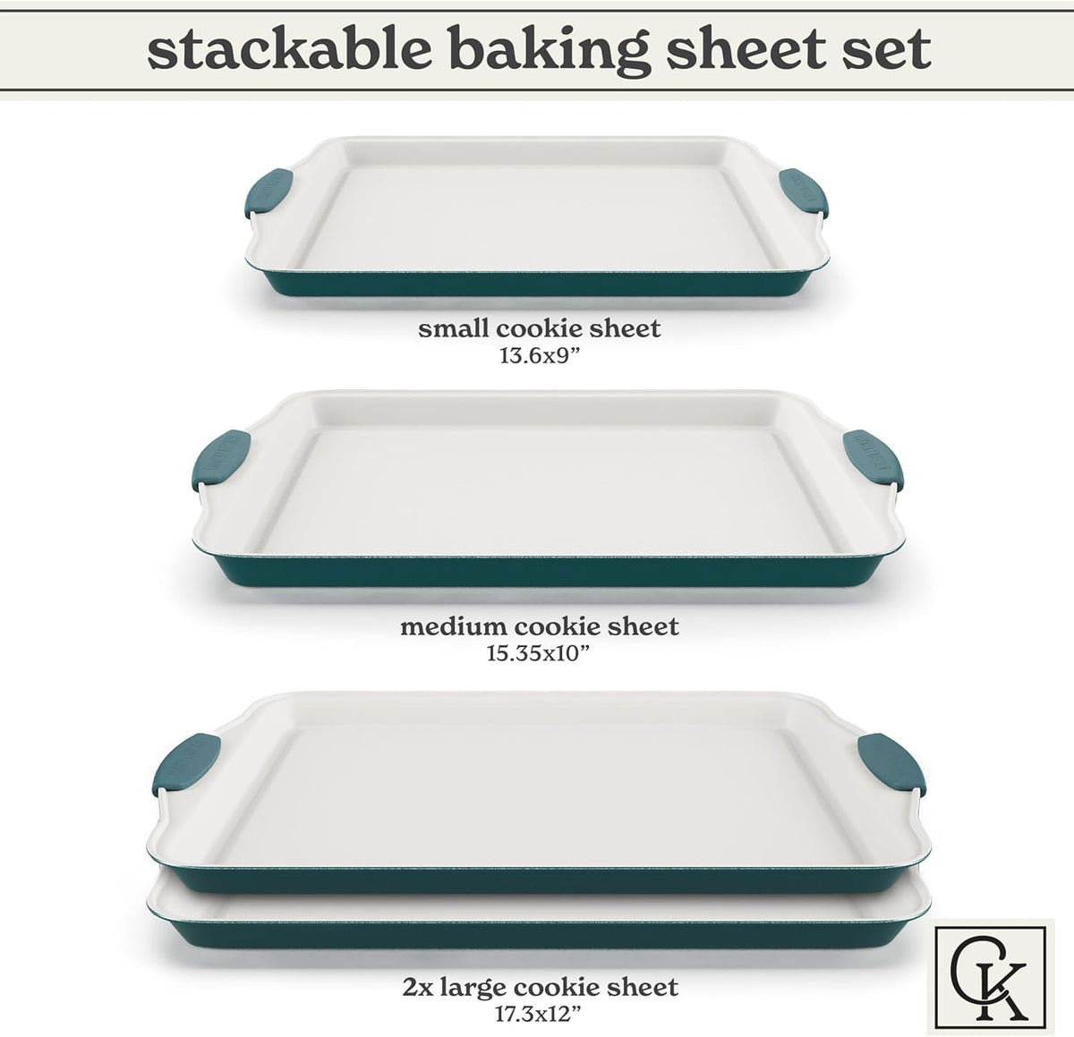 Country Kitchen Nonstick Stackable Bakeware Set - Heavy Duty, Durable, Easy Release Baking Set, Sage, 4 Pcs