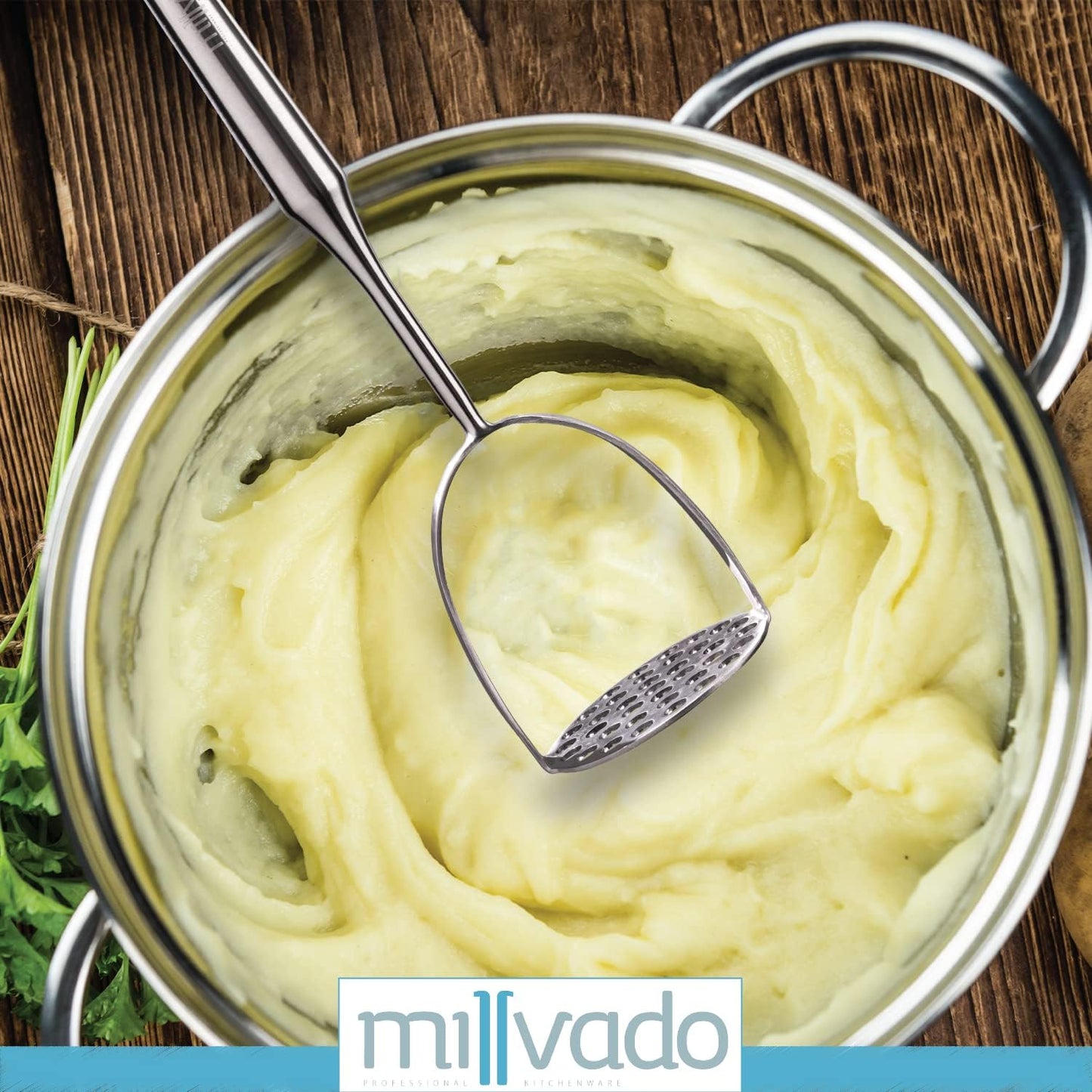 Potato Masher Stainless Steel, Best Mashed Potatoes Masher Kitchen Tool, Potato Smasher For Potatoe, Avocado, Sweet Potato, Beans, Large Heavy Duty Metal Mashing Utensil, 12.5 Inch