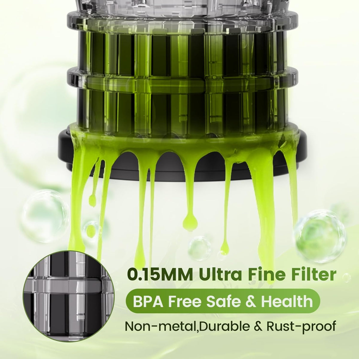 Cold Press Juicer Machines, High Nutrient Retention, 99% Juice Yield, 5.3" Wide Feed Chute for Whole Fruits & Vegetables, Quiet Slow Masticating Juicer, BPA-Free, Easy to Clean