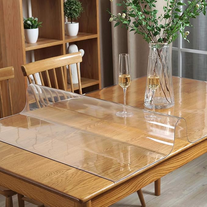 18x96 inch Clear Table Protector Long Trainning Table Protection Cover Mat Rectanglar Plastic Table Cloths Clear Carpet Protector Kitchen Countertop Screen Protective Easy Clean Wipeable PVC Vinyl